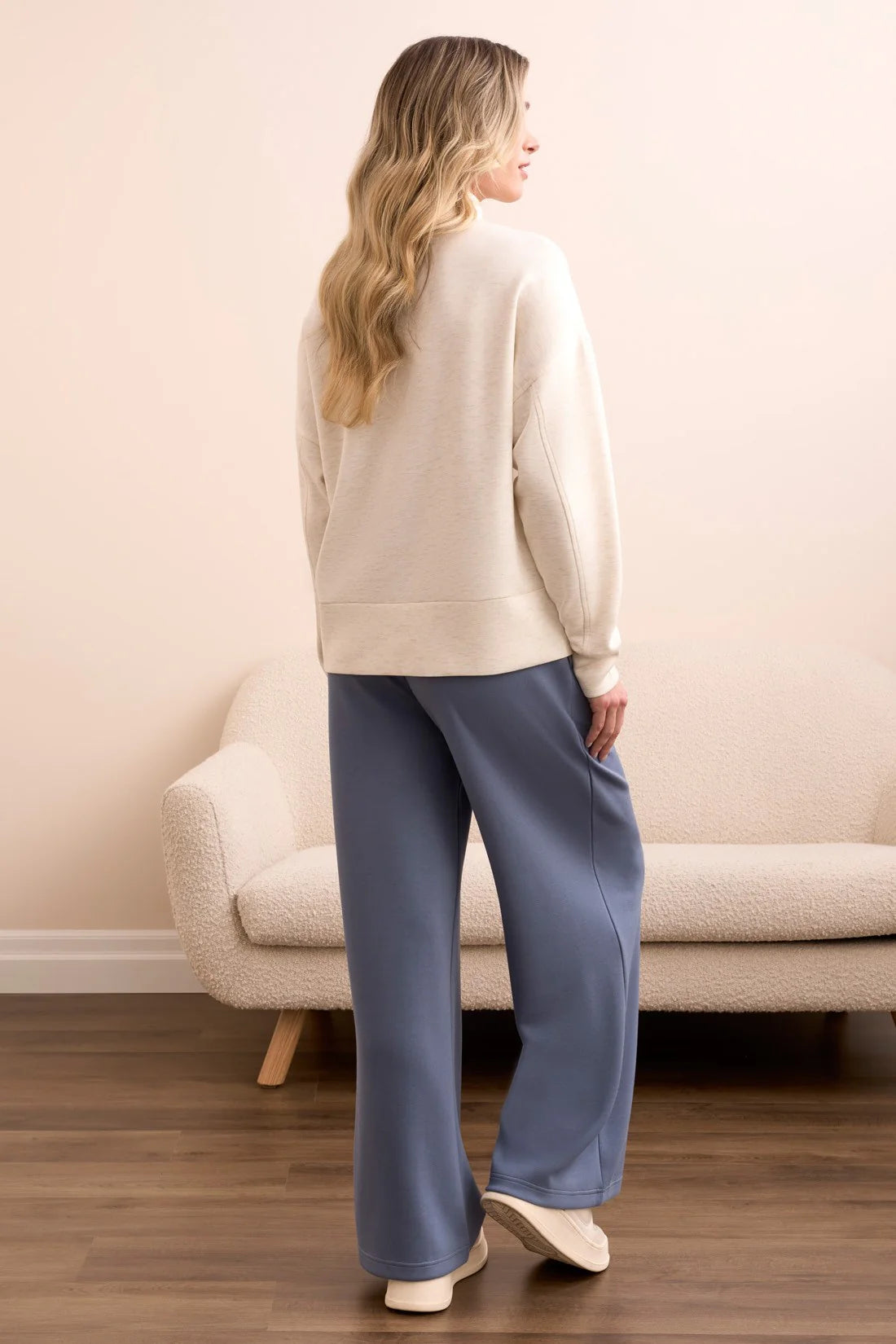 TECHNO LUX DROP SHOULDER FUNNEL NECK KNIT TOP-FROSTGREY