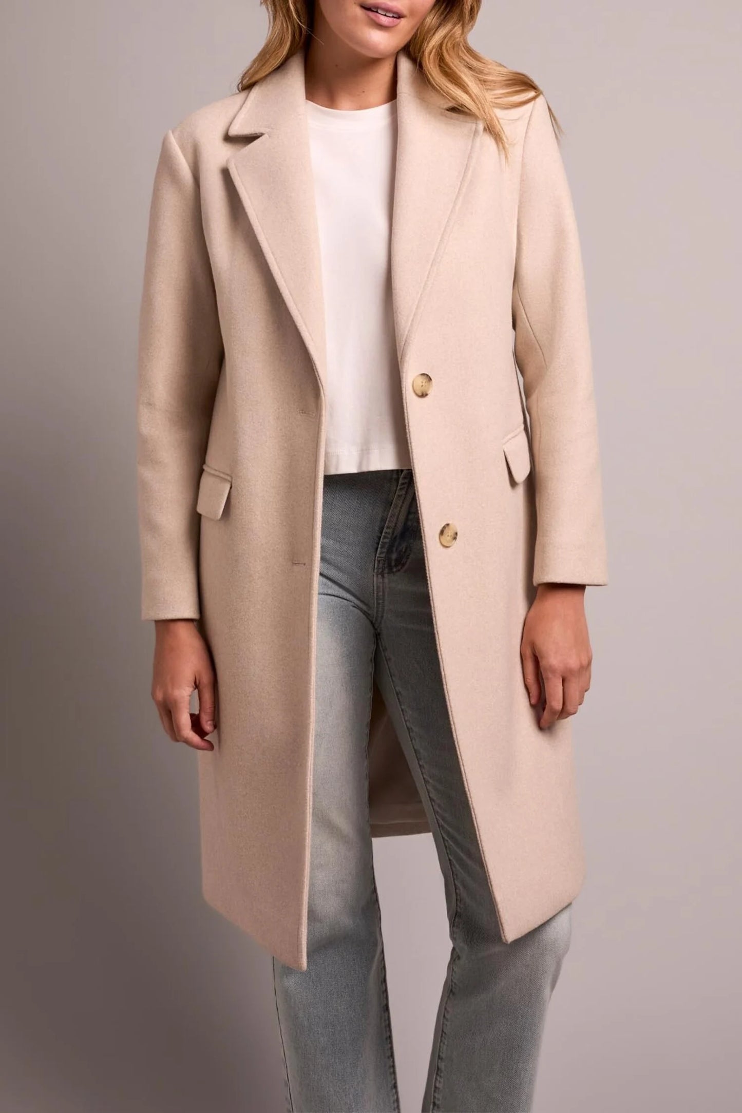 TRENCH COAT WITH FOOLER HOODIE-OATMEAL