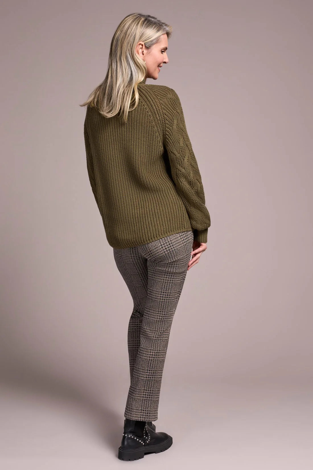 CABLE KNIT MOCK NECK SWEATER-IVY