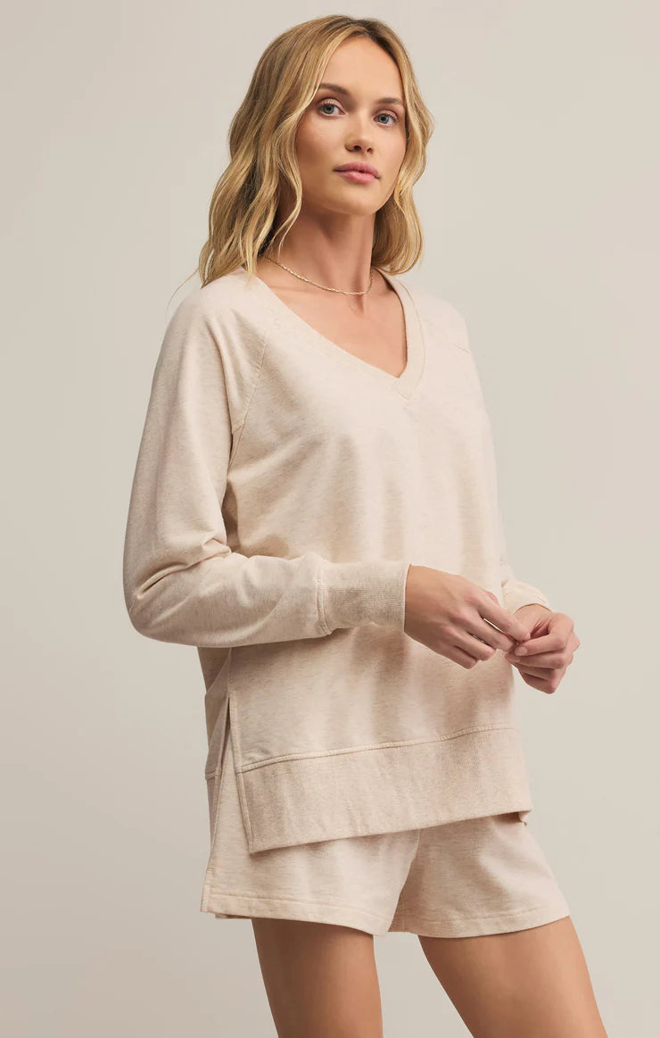 MODERN V-NECK WEEKENDER-LIGHT OATMEAL