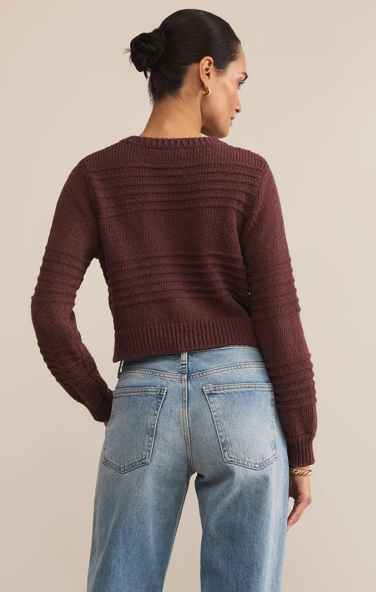 BETWEEN THE LINES CARDIGAN-SANDLEWOOD