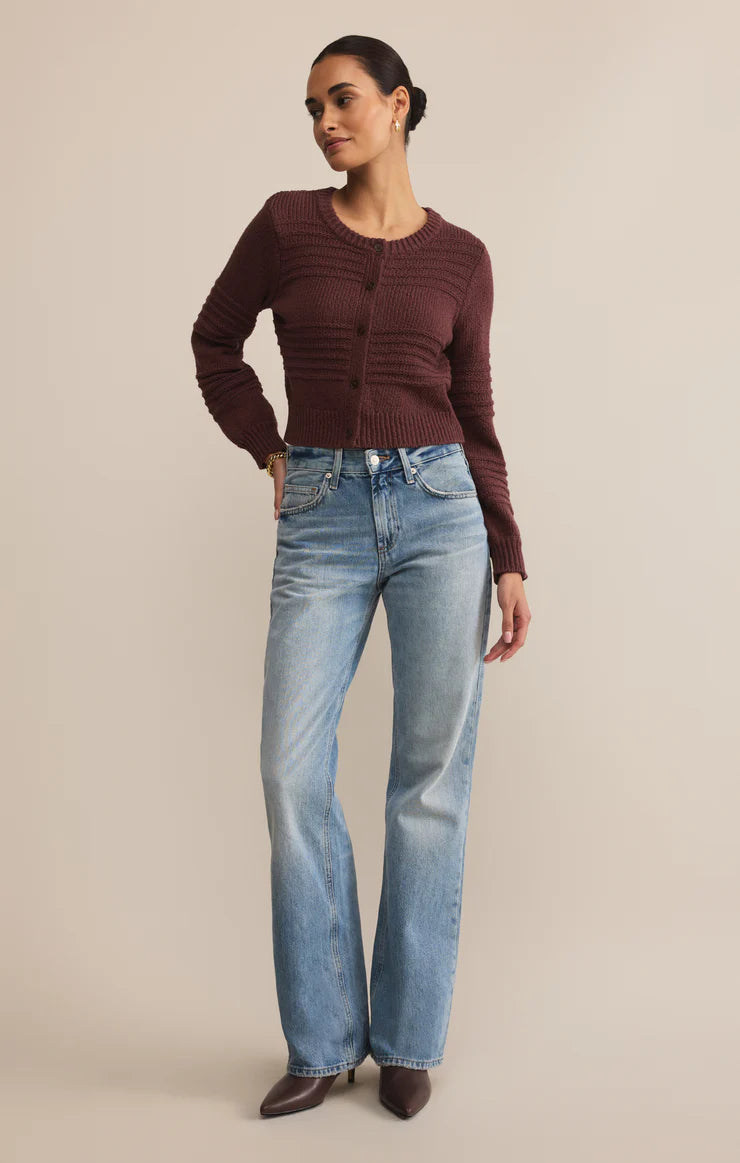 BETWEEN THE LINES CARDIGAN-SANDLEWOOD