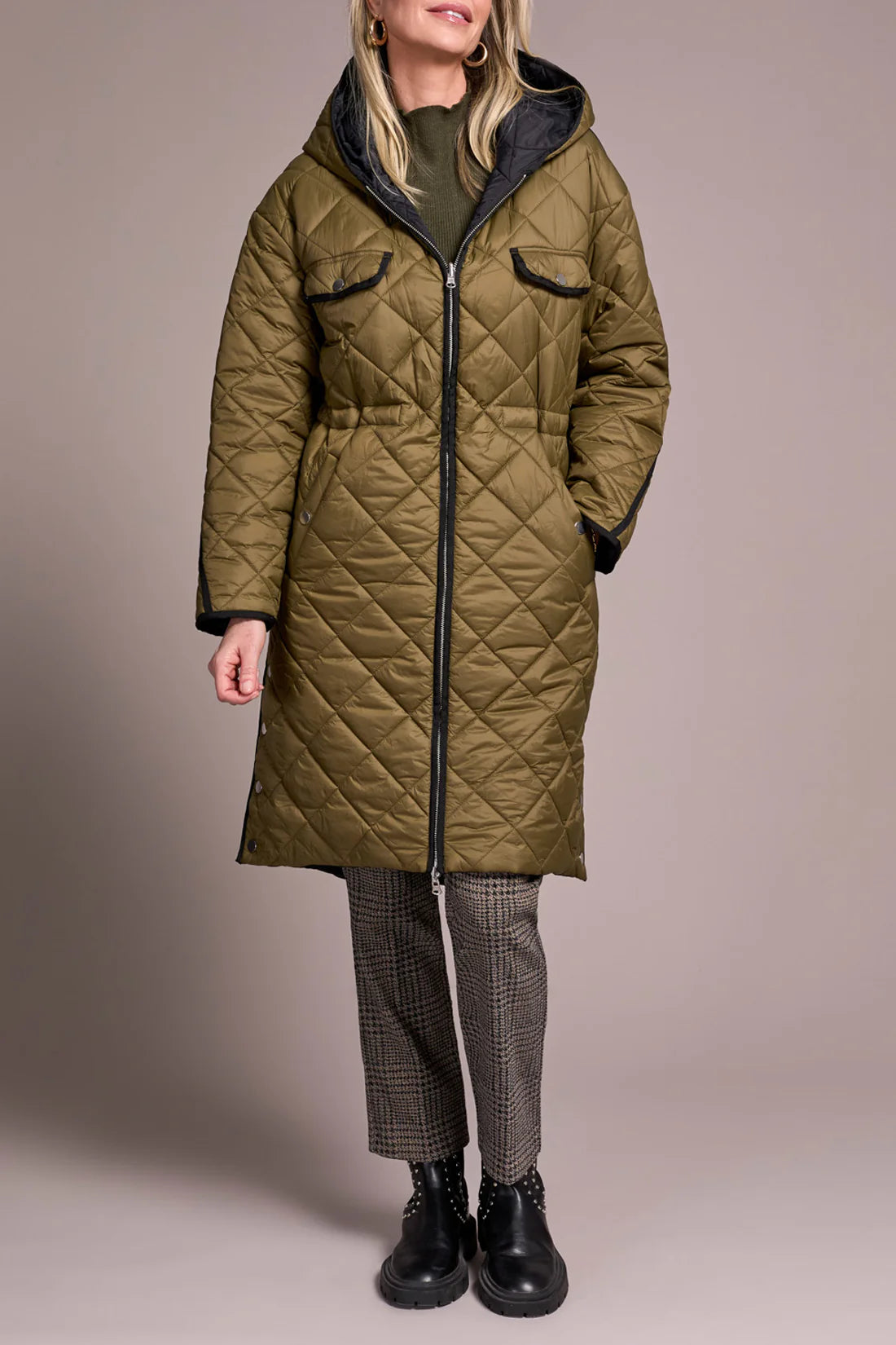 Reversible Front Rev Puffer w/Hood Ivy