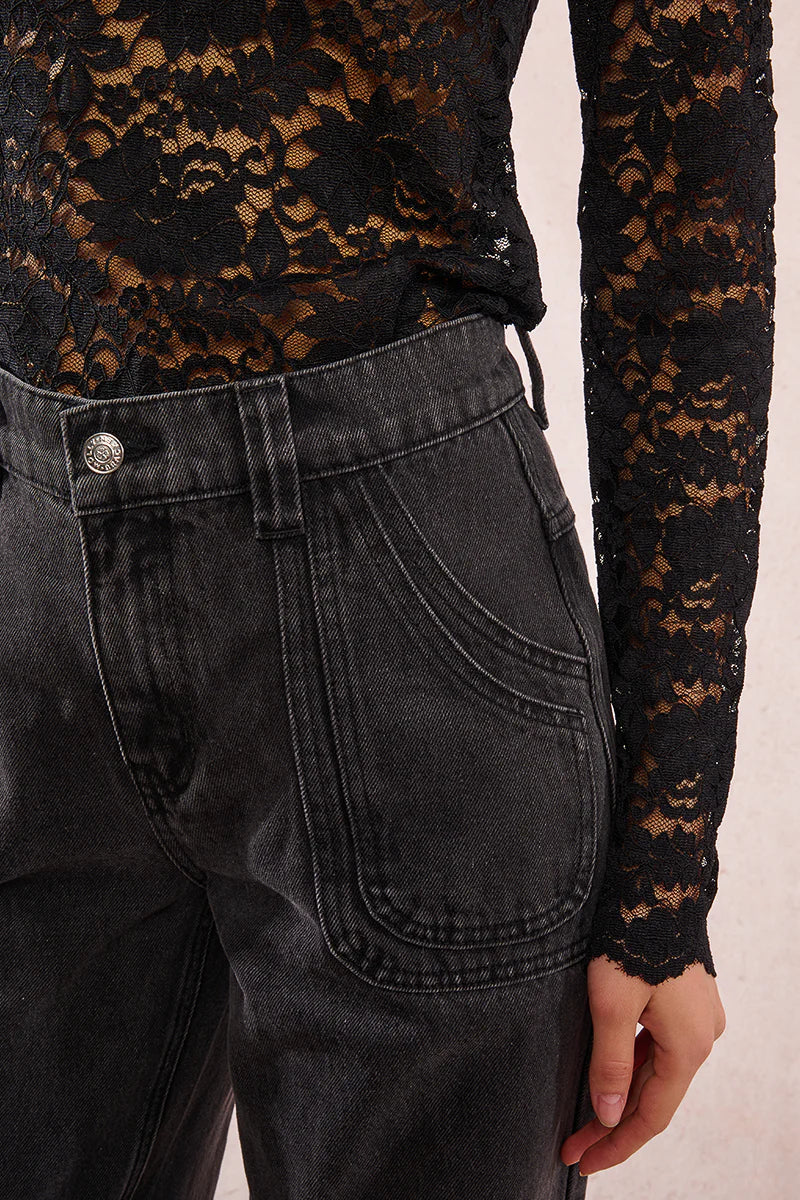 Black Denim/Large Square Pocket