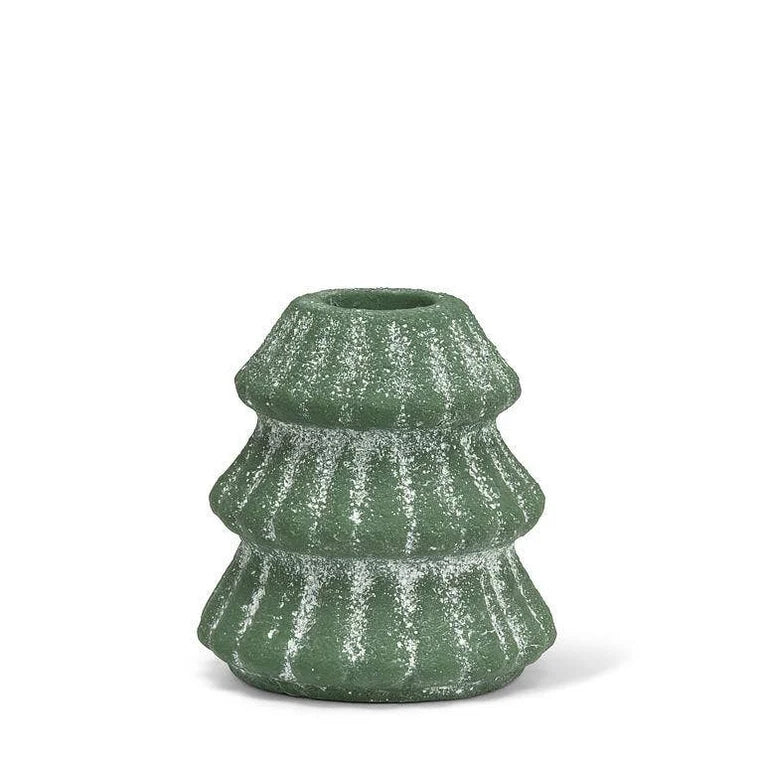 Snowy Evergreen Tree Taper Holder