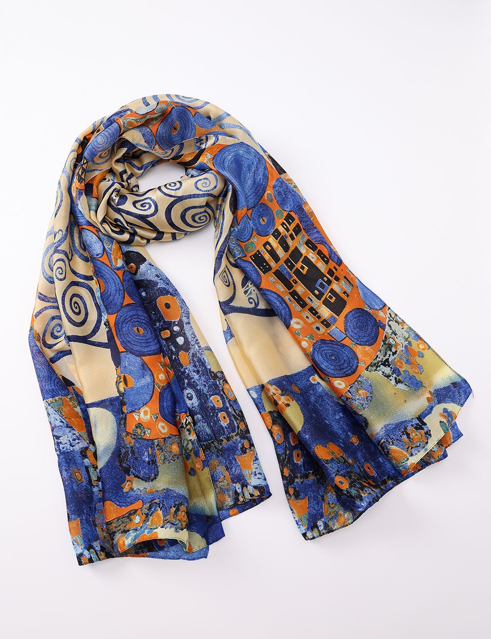 Scarf-Blue~Orange Tree