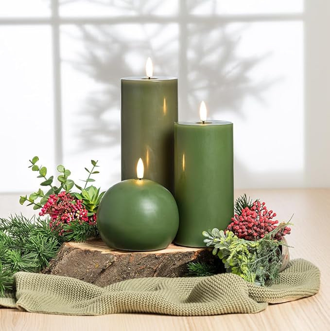 Luxlite Battery Operated Ball Candle-Green