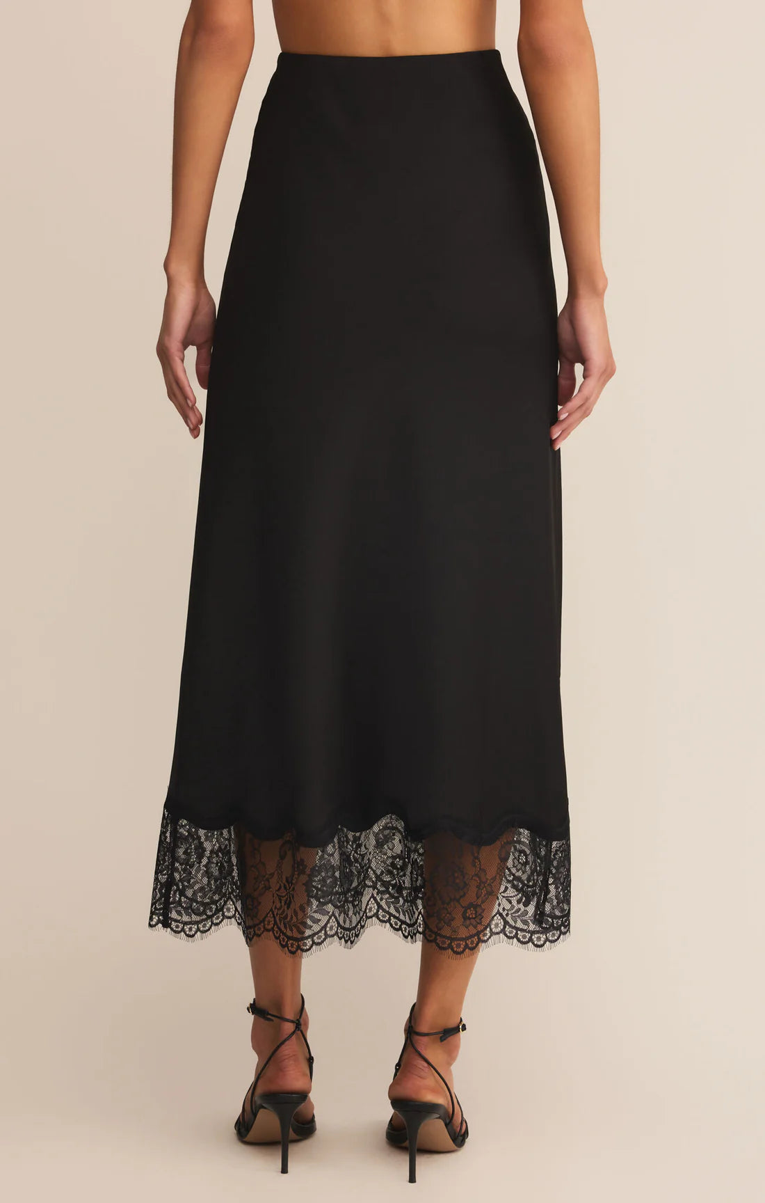 Cinder Lace Midi Skirt-Black