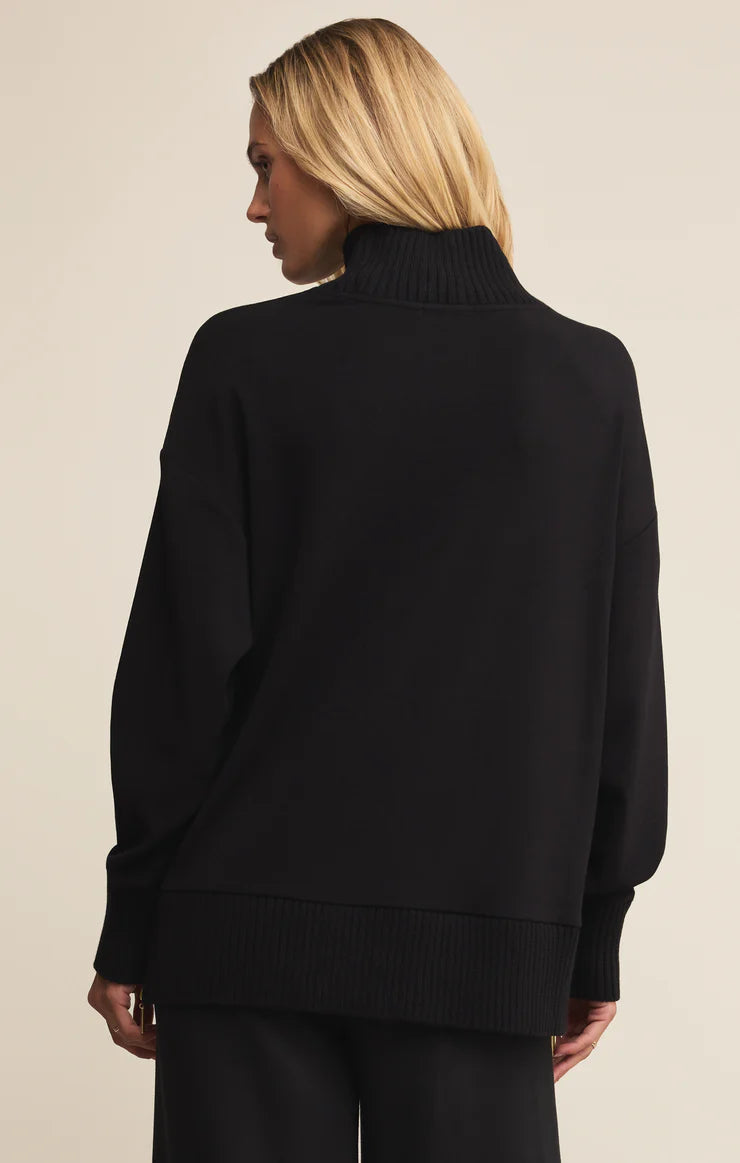 SABLE LUXE MOCK NECK TOP-BLACK