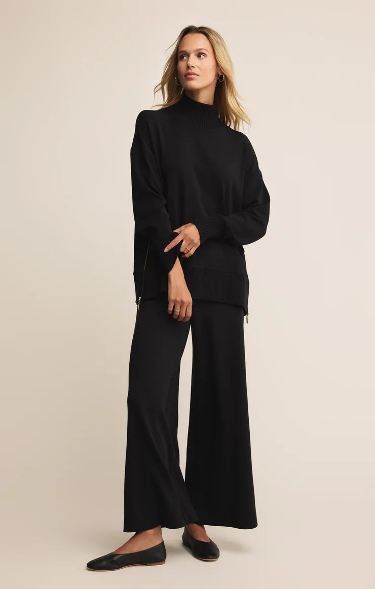 SABLE LUXE MOCK NECK TOP-BLACK