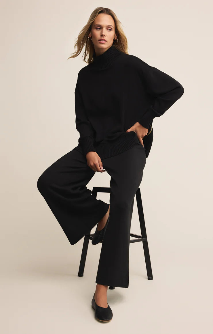 SABLE LUXE MOCK NECK TOP-BLACK