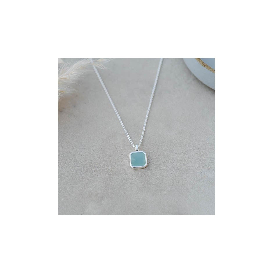 Florence Square Necklace-silver/amazonite