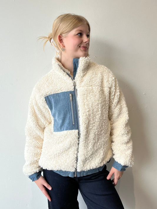 PADDY ZIP FRONT SHERPA JACKET - CREAM