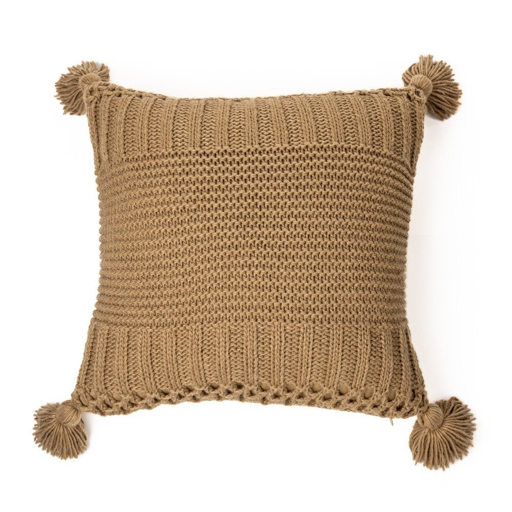 SHAWN  KNIT PILLOW - TAUPE