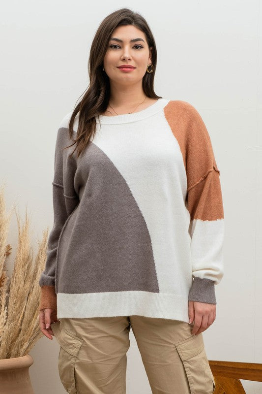 Rachel colorblock sweater -Curvy size