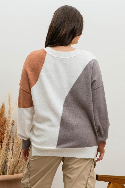 Rachel colorblock sweater -Curvy size