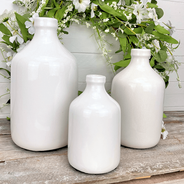 White Bottle Vase 10”