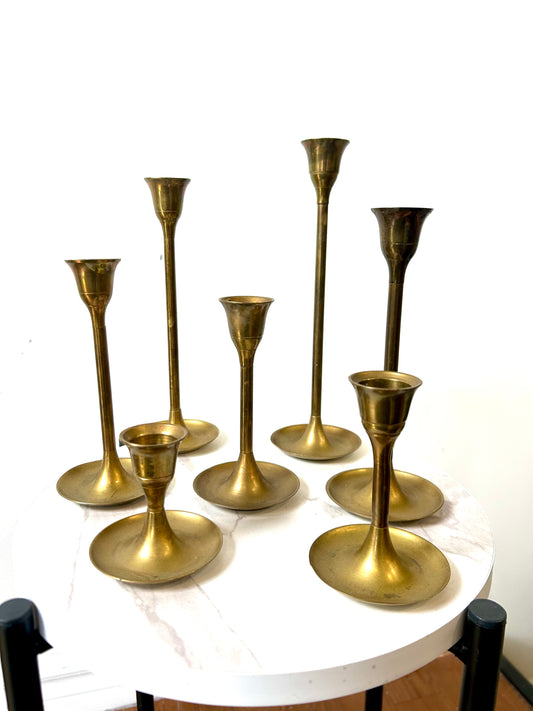 Vintage Set of 6 Brass Candleholders