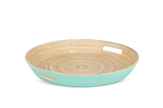 Round Tray with Handles-Turquoise(final sale)