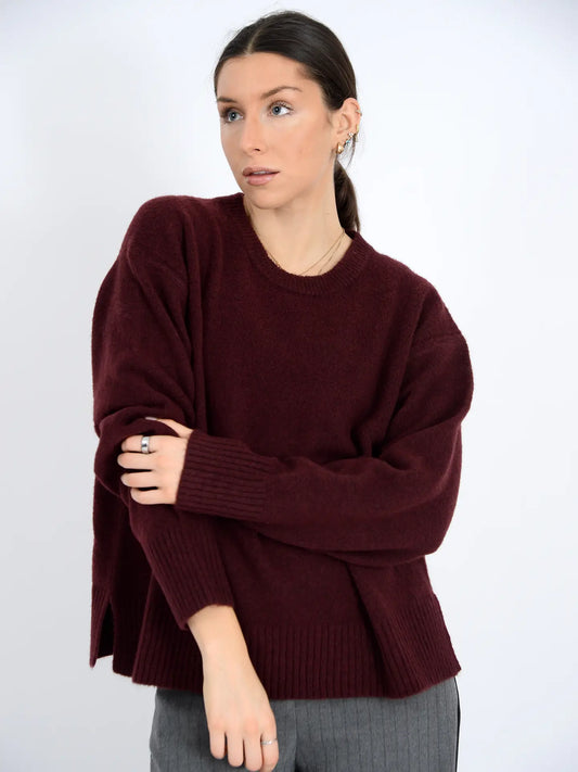 Waverly Long Sleeve Crew Neck-Maroon