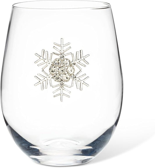 Stemless Wine Glass Jewelled-Snowflake