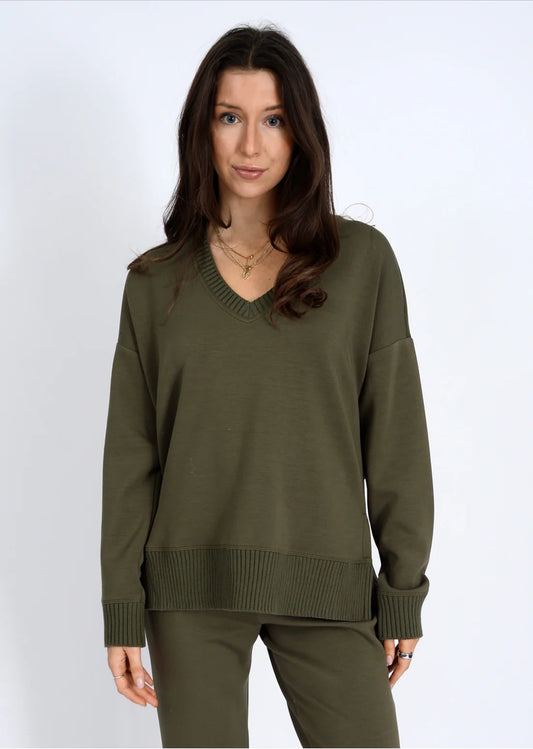 Vixie Scuba V Neck Olive