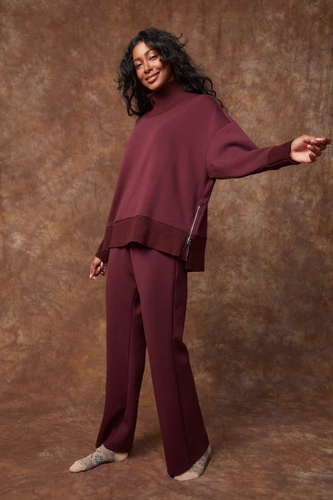 Florine Scuba Flare Pant-Prune