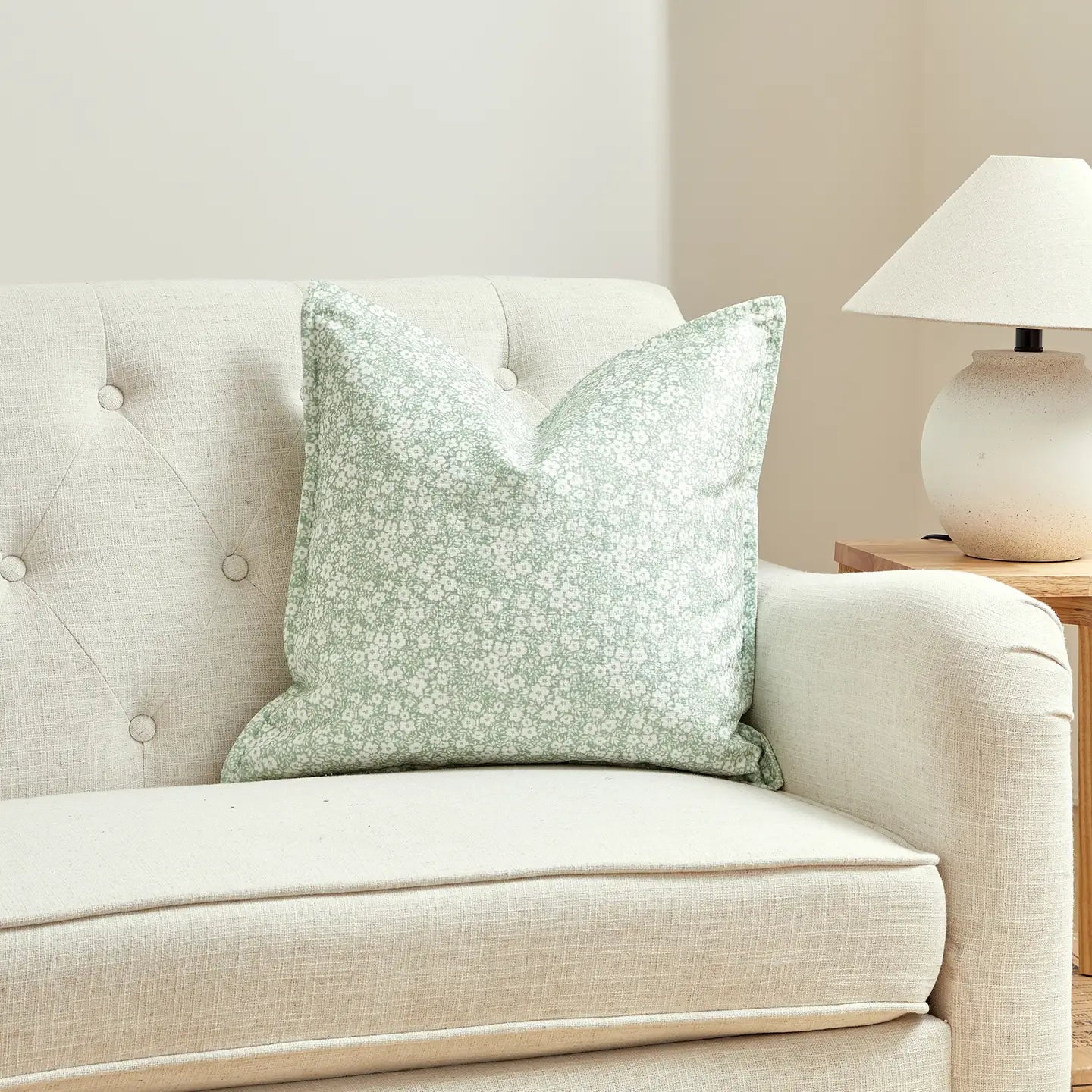 Cottage Flower Cushion-Green