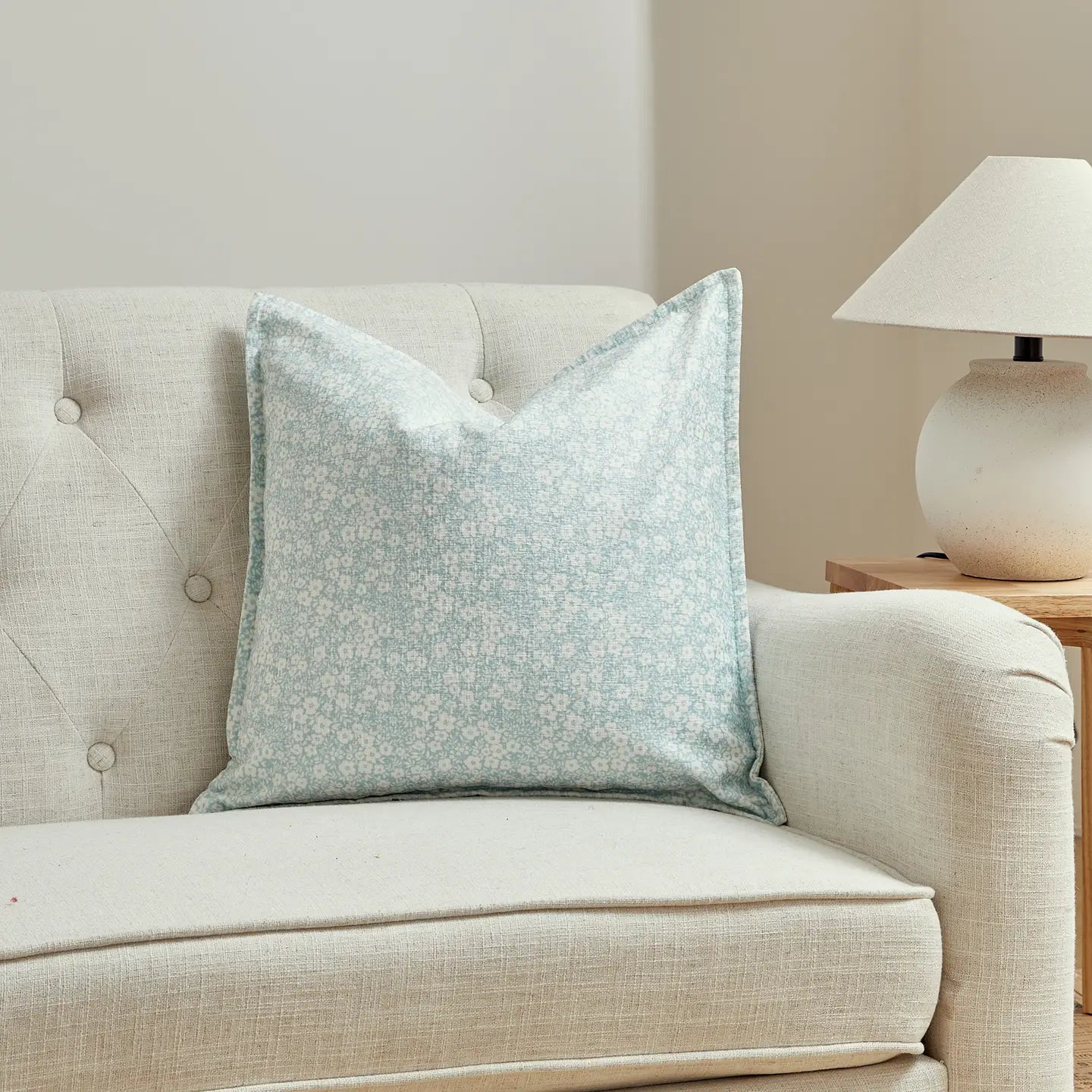 Cottage Flower Cushion-Blue