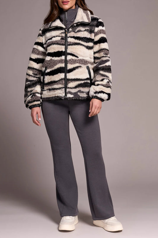 Lined Zip Jacket W/PU Detail-Nordic Stone