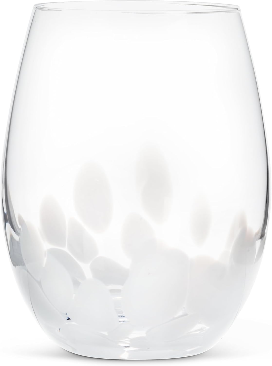 Fused Dots Stemless Wine Glass-White