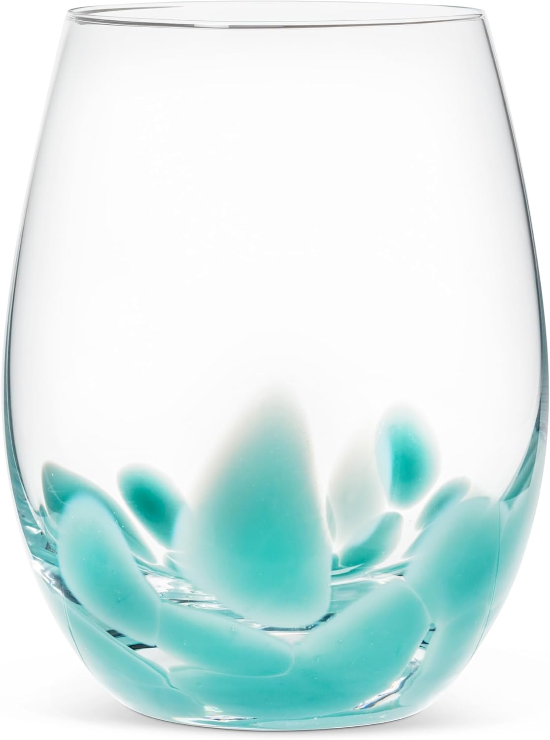 Fused Dots Stemless Wine Glass-Turquoise