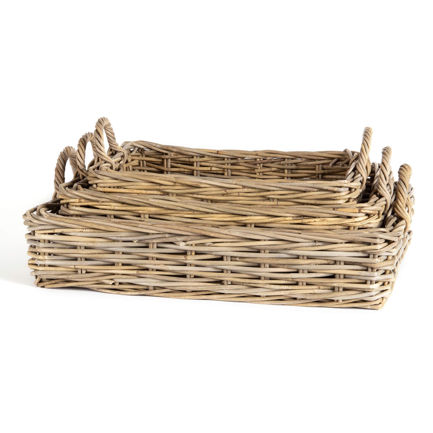 Rectangular Grey Rattan Tray-Large