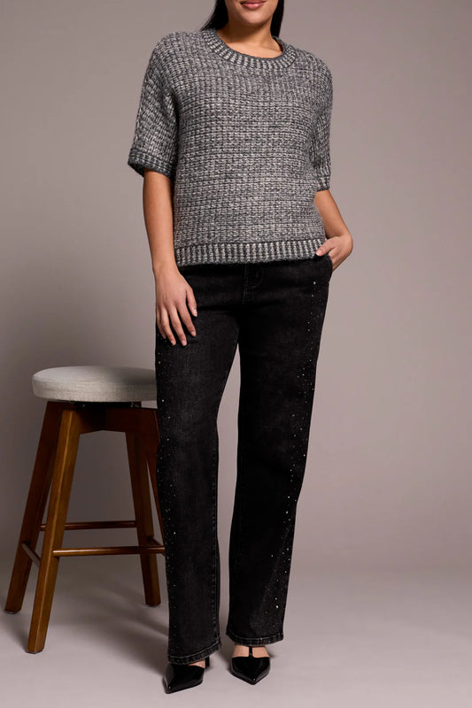 CREW NECK CAP SLEEVE SWEATER