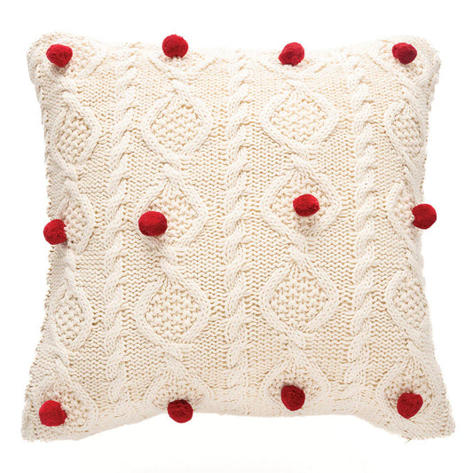 BELL CREAM CABLE KNIT DECORATIVE PILLOW