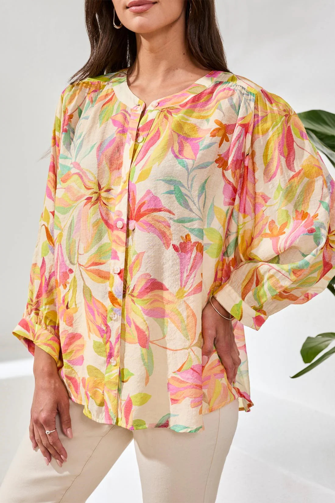 FLOWY DOLMAN SLEEVE BLOUSE