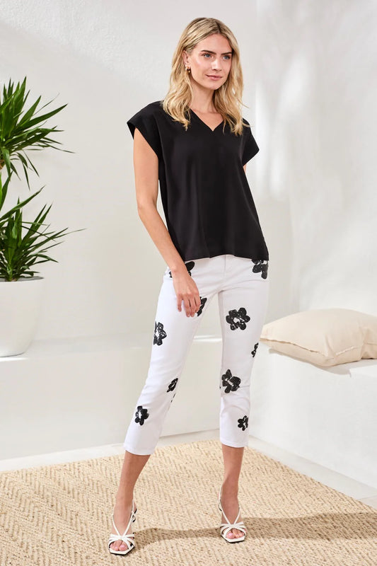 MIXED MEDIA TOP-BLACK