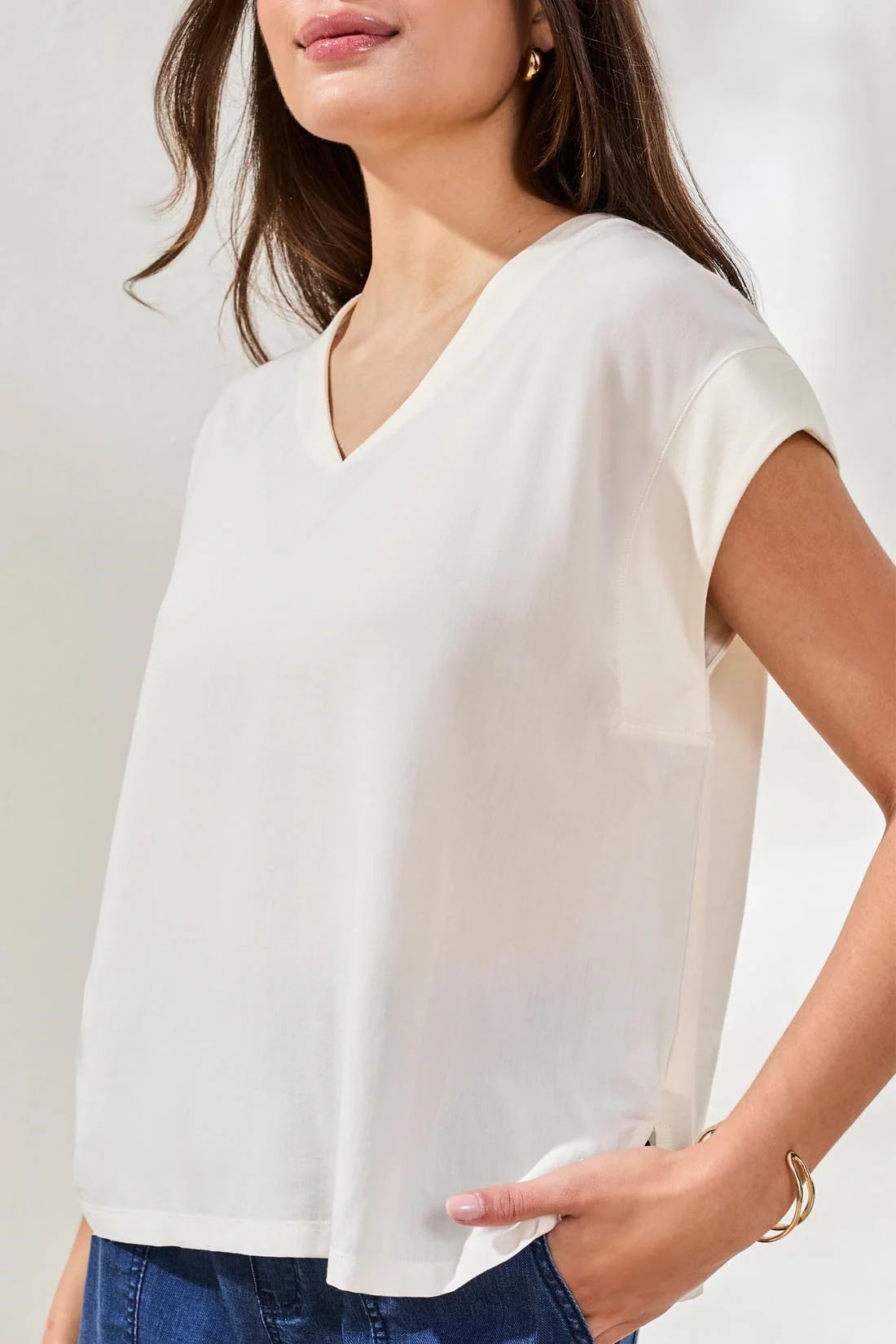 MIXED MEDIA TOP-EGGSHELL