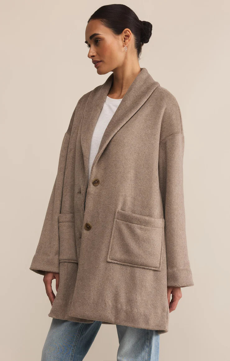 LENNON HEATHERED COATIGAN-SMOKEY