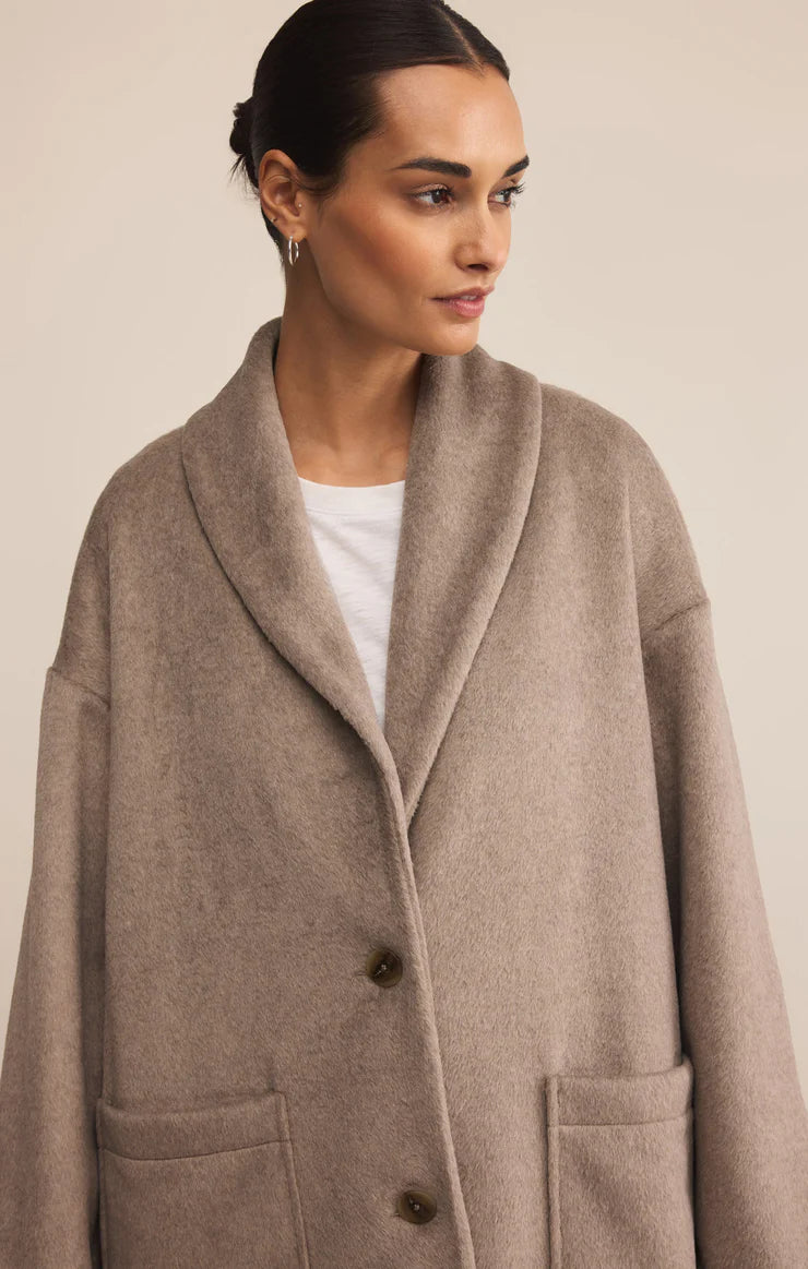 LENNON HEATHERED COATIGAN-SMOKEY