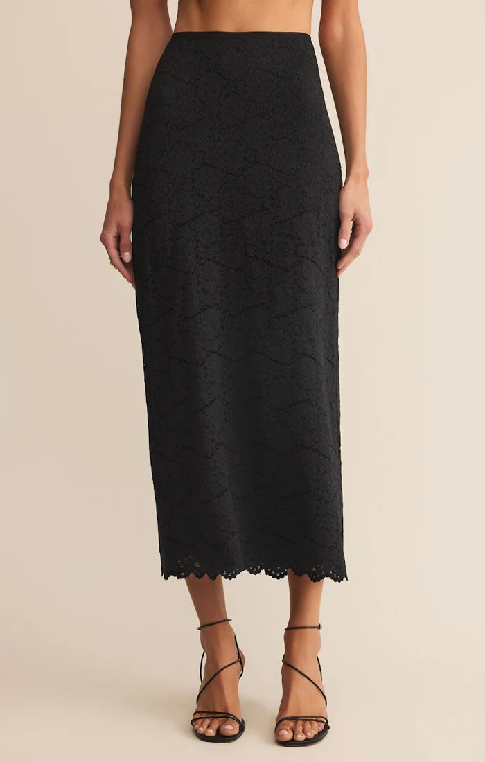 VIA LACE MIDI SKIRT-BLACK