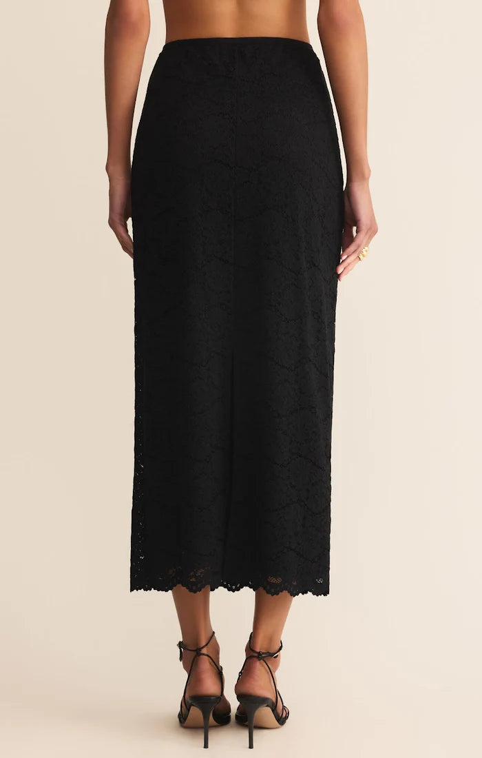 VIA LACE MIDI SKIRT-BLACK