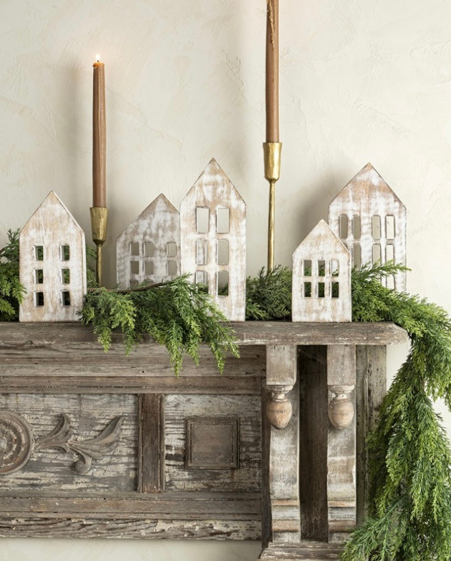 Wooden Winter House S/5-Whitewash