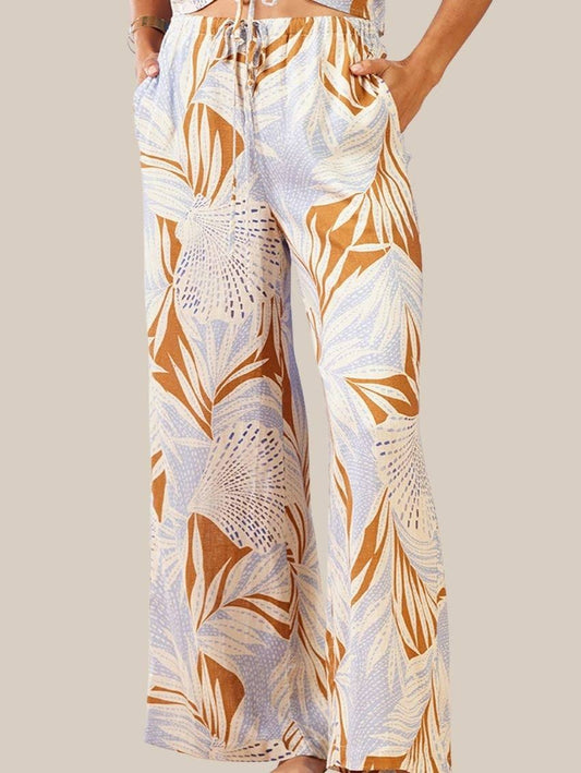 DRAWSTRING WIDE LEG PANT-CAYMAN
