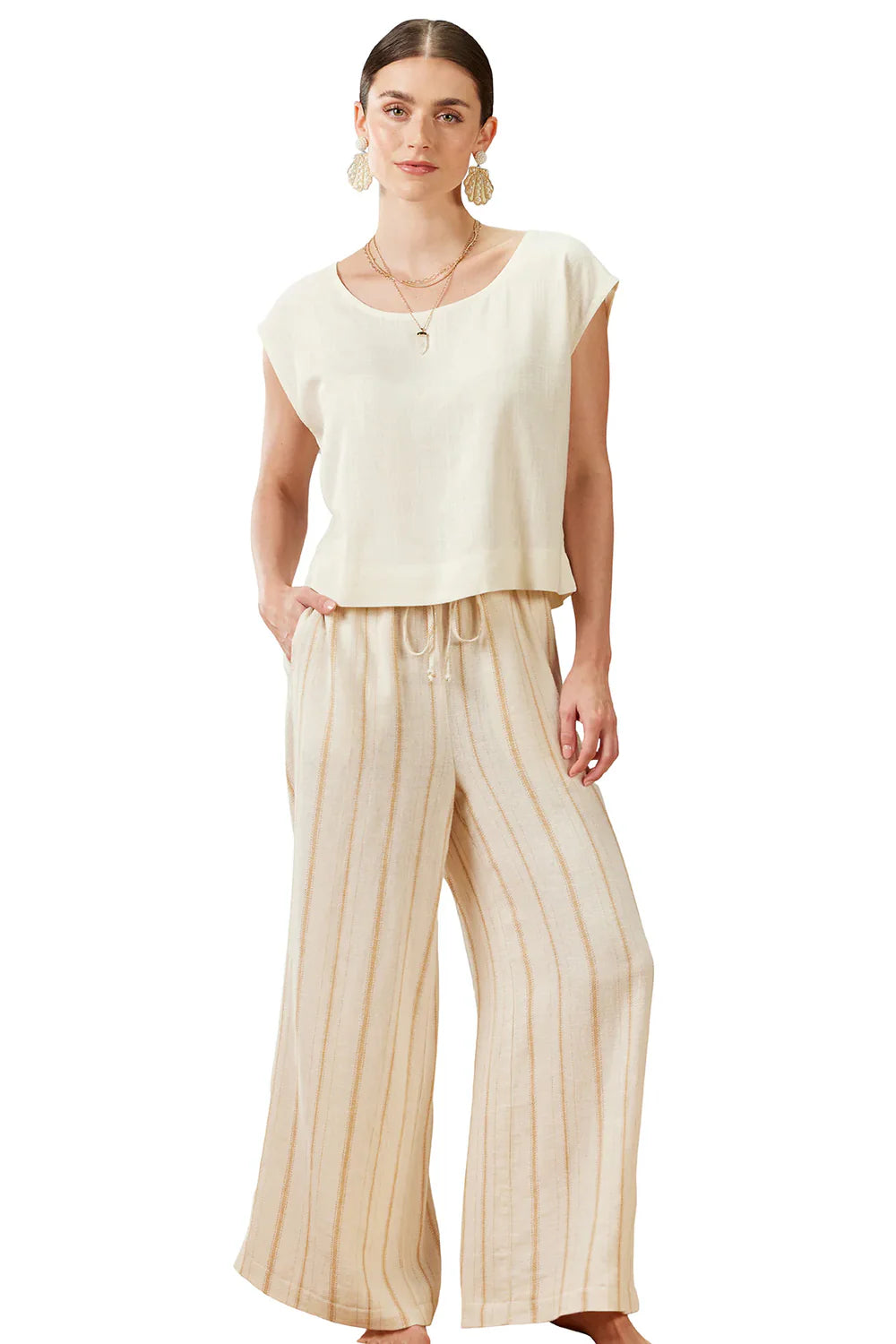 DRAWSTRING WIDE LEG PANT-DRIFTWOOD