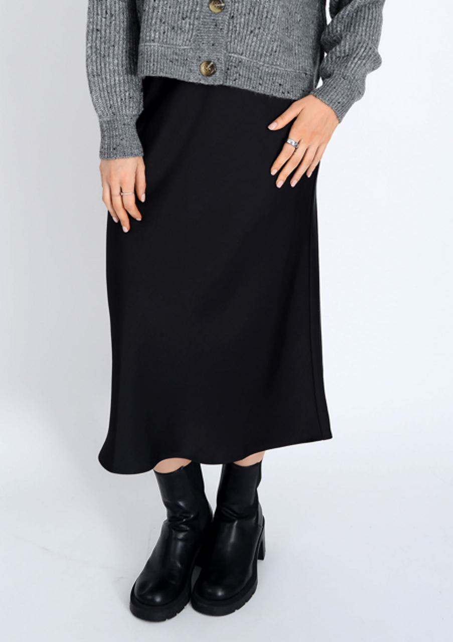 Allina Satin Skirt-Black