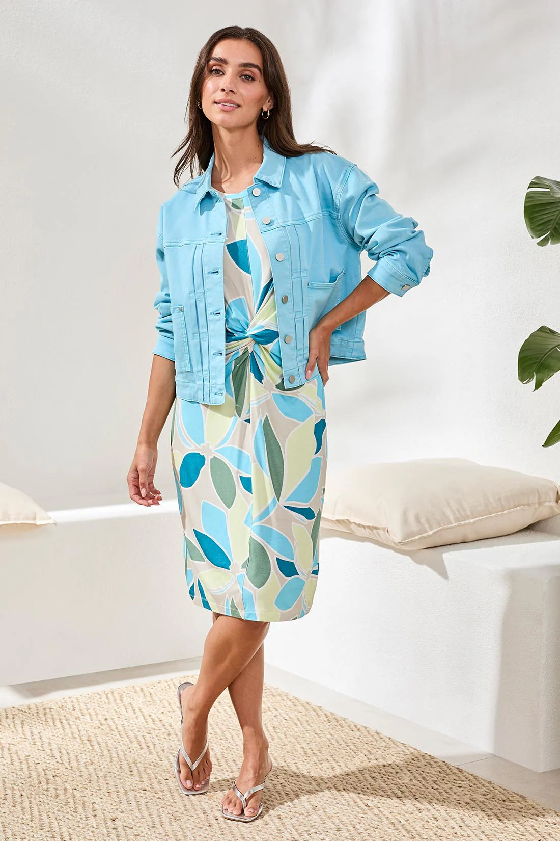 STRETCH DENIM JACKET-AQUA