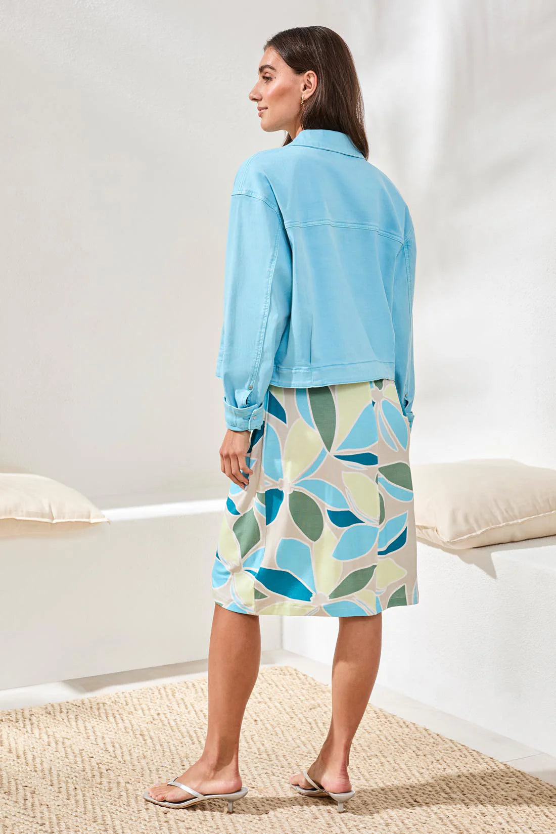 STRETCH DENIM JACKET-AQUA