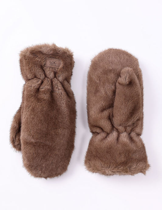 Whistler Faux Fur Mittens-Taupe