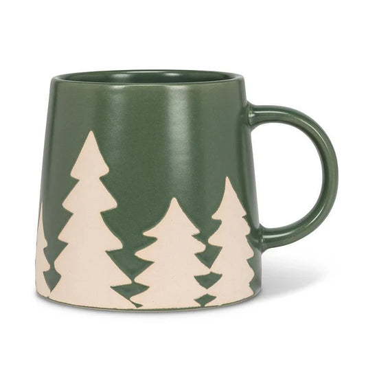 Wide Base Mug with Pine Trees